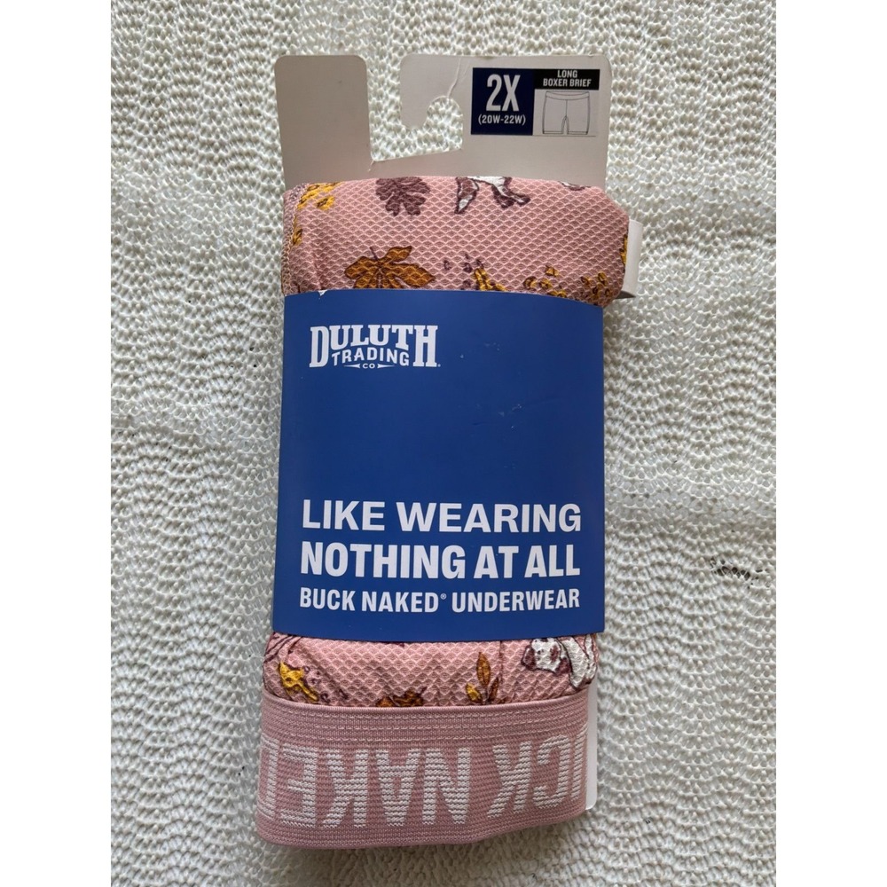 Duluth Trading Buck Naked Long Boxer Briefs Women's Plus 2X 20W-22W Pink Floral
